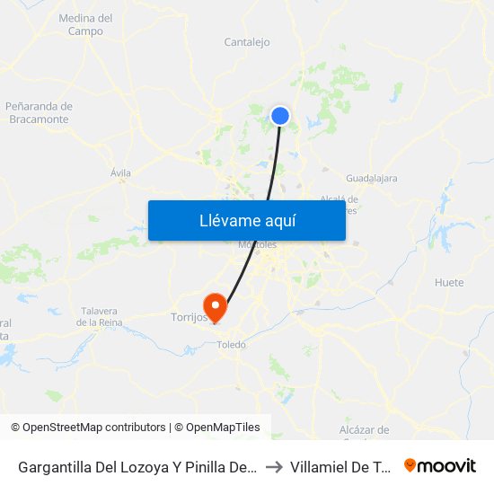 Gargantilla Del Lozoya Y Pinilla De Buitrago to Villamiel De Toledo map