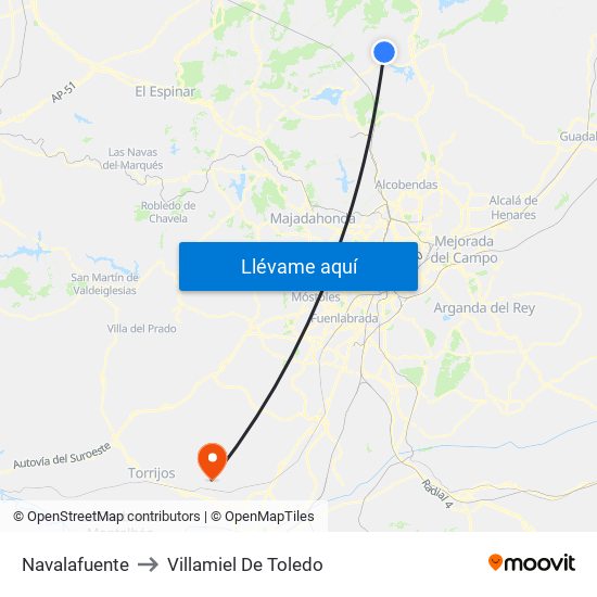Navalafuente to Villamiel De Toledo map