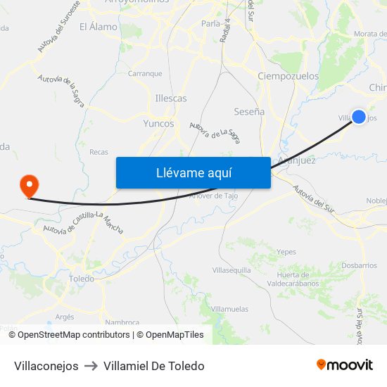 Villaconejos to Villamiel De Toledo map