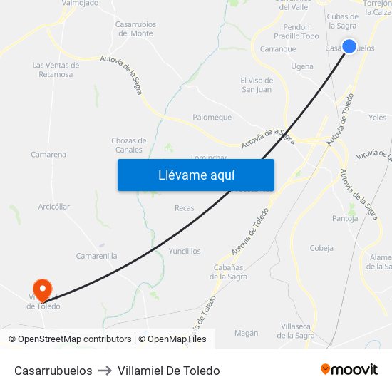 Casarrubuelos to Villamiel De Toledo map