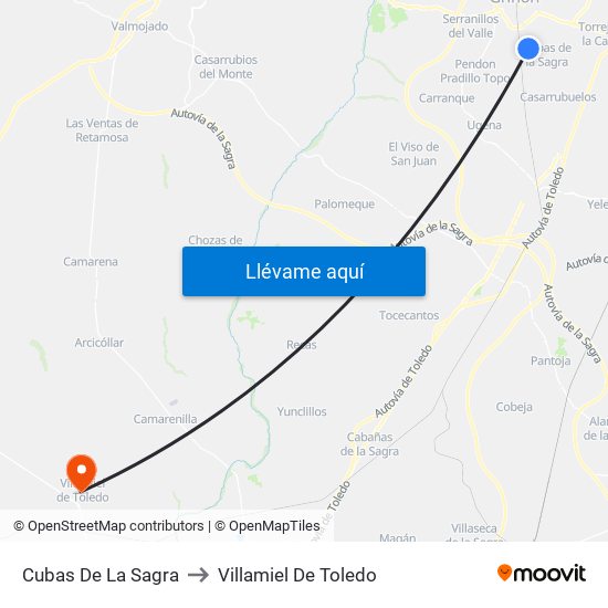 Cubas De La Sagra to Villamiel De Toledo map