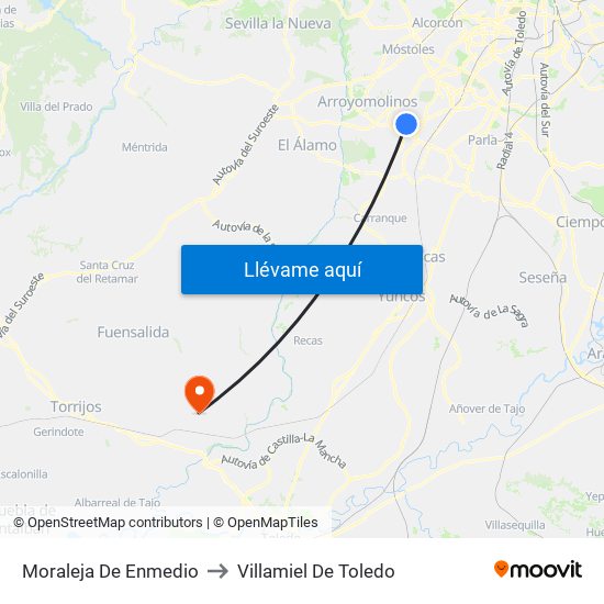 Moraleja De Enmedio to Villamiel De Toledo map