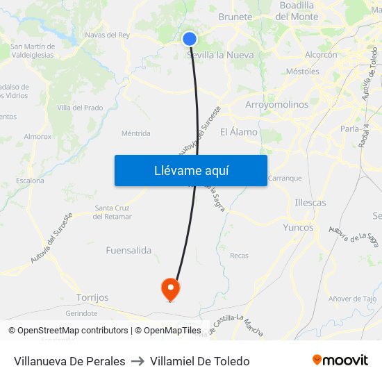 Villanueva De Perales to Villamiel De Toledo map