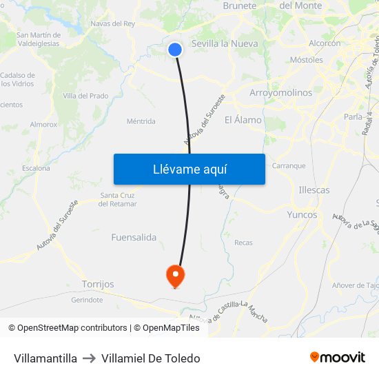 Villamantilla to Villamiel De Toledo map
