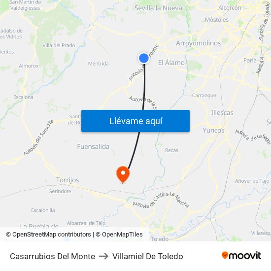 Casarrubios Del Monte to Villamiel De Toledo map