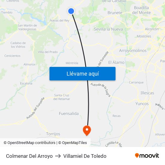 Colmenar Del Arroyo to Villamiel De Toledo map
