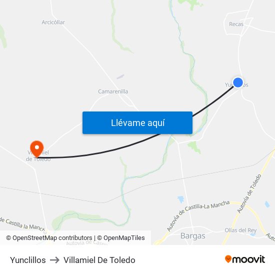 Yunclillos to Villamiel De Toledo map