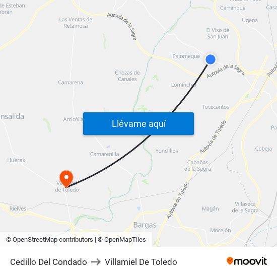 Cedillo Del Condado to Villamiel De Toledo map
