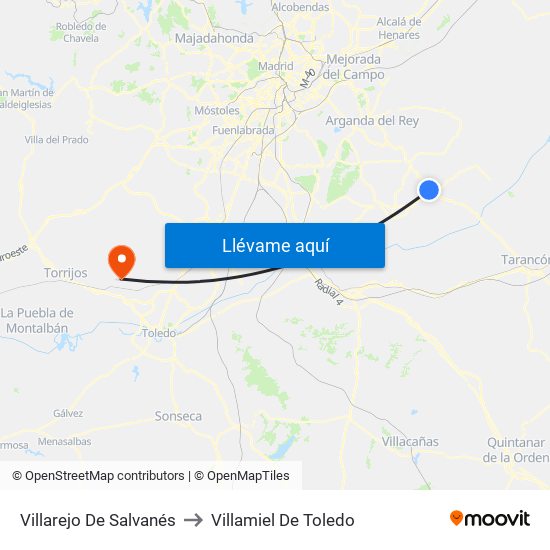 Villarejo De Salvanés to Villamiel De Toledo map