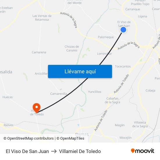 El Viso De San Juan to Villamiel De Toledo map