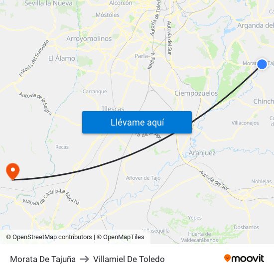 Morata De Tajuña to Villamiel De Toledo map