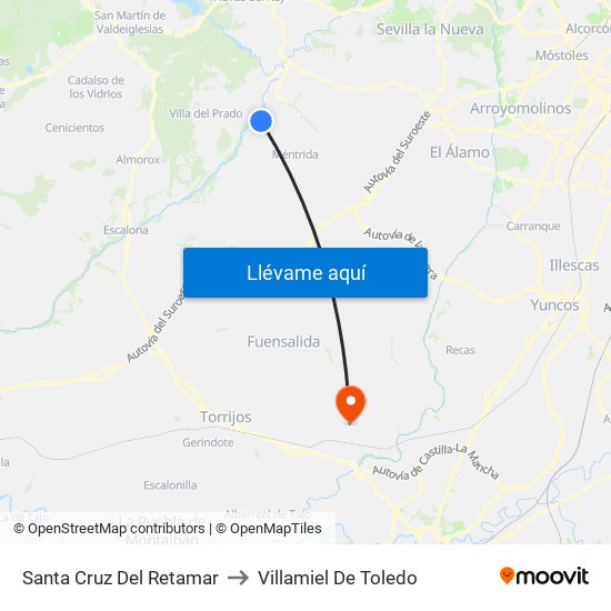 Santa Cruz Del Retamar to Villamiel De Toledo map