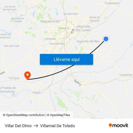 Villar Del Olmo to Villamiel De Toledo map