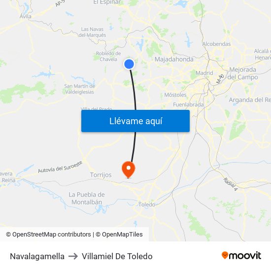 Navalagamella to Villamiel De Toledo map