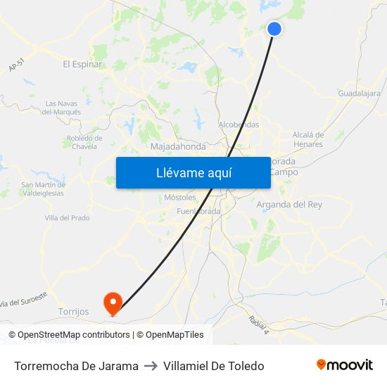 Torremocha De Jarama to Villamiel De Toledo map