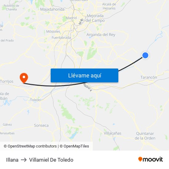 Illana to Villamiel De Toledo map