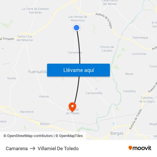 Camarena to Villamiel De Toledo map