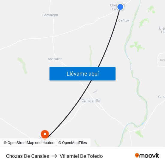 Chozas De Canales to Villamiel De Toledo map