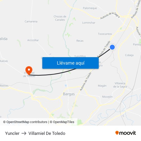 Yuncler to Villamiel De Toledo map