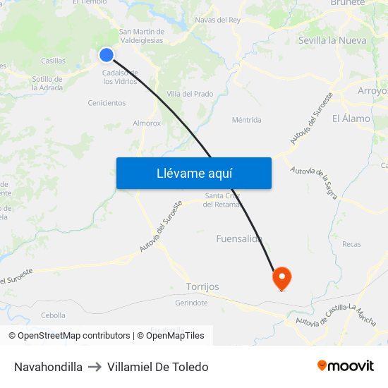 Navahondilla to Villamiel De Toledo map