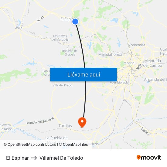 El Espinar to Villamiel De Toledo map