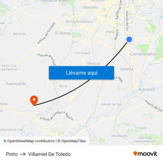 Pinto to Villamiel De Toledo map