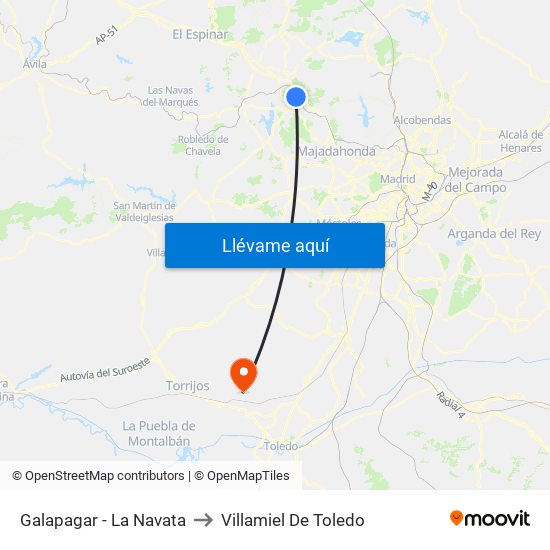 Galapagar - La Navata to Villamiel De Toledo map