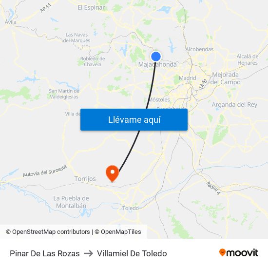 Pinar De Las Rozas to Villamiel De Toledo map