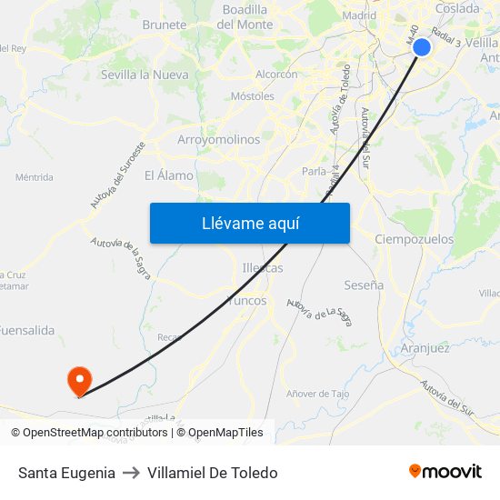 Santa Eugenia to Villamiel De Toledo map