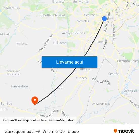 Zarzaquemada to Villamiel De Toledo map