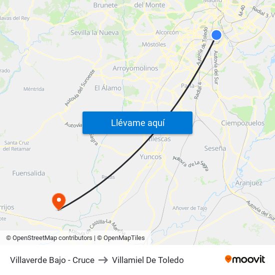 Villaverde Bajo - Cruce to Villamiel De Toledo map