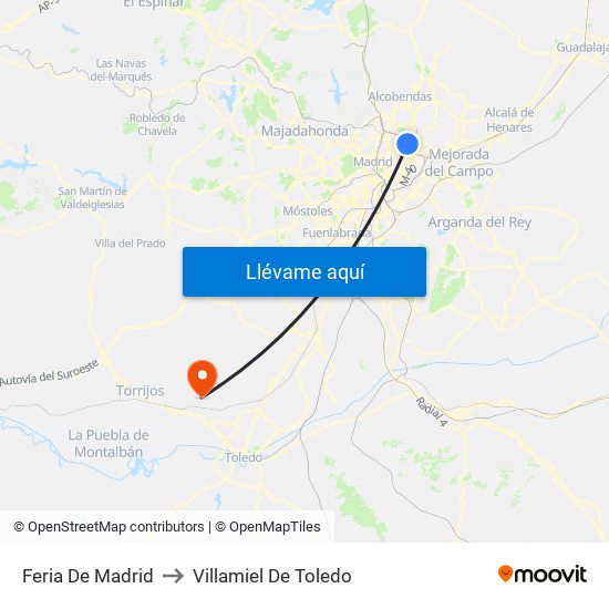 Feria De Madrid to Villamiel De Toledo map