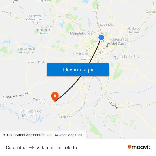 Colombia to Villamiel De Toledo map