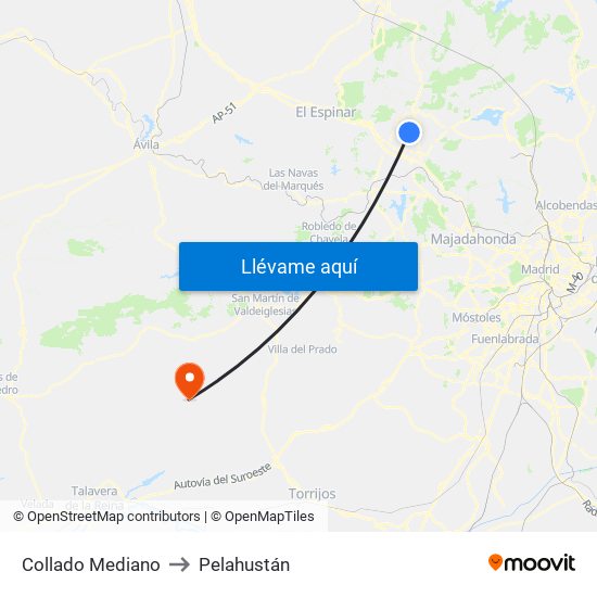 Collado Mediano to Pelahustán map