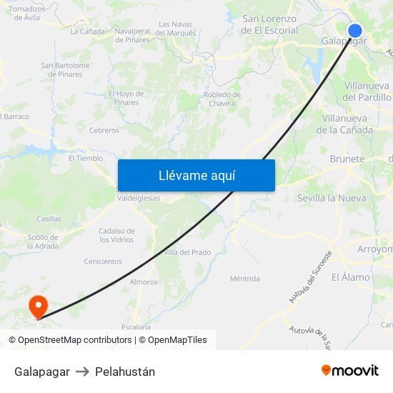 Galapagar to Pelahustán map