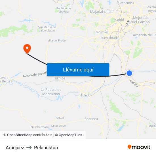 Aranjuez to Pelahustán map