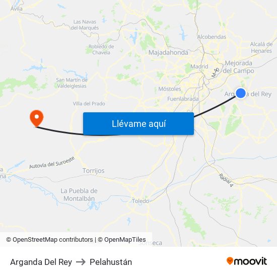 Arganda Del Rey to Pelahustán map