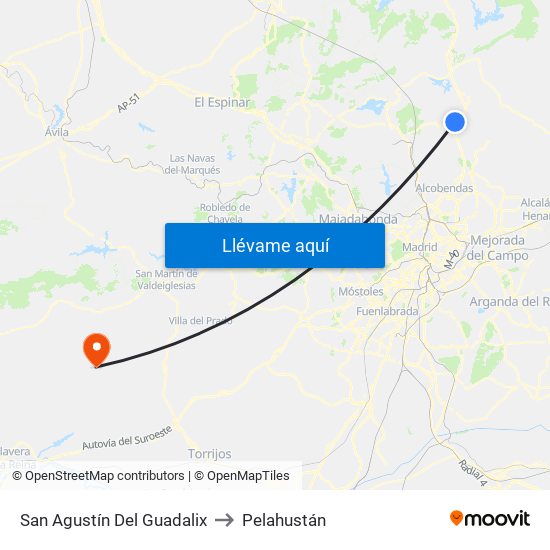 San Agustín Del Guadalix to Pelahustán map