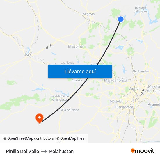 Pinilla Del Valle to Pelahustán map