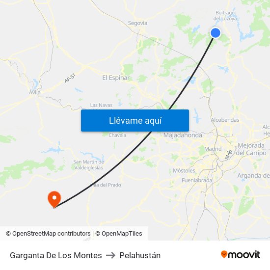Garganta De Los Montes to Pelahustán map