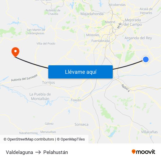 Valdelaguna to Pelahustán map