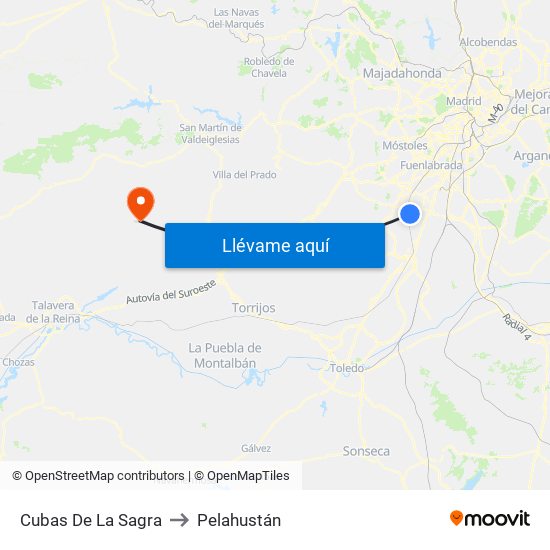 Cubas De La Sagra to Pelahustán map