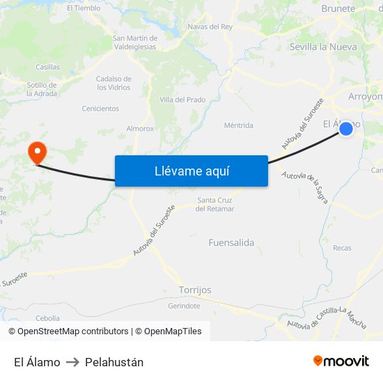 El Álamo to Pelahustán map