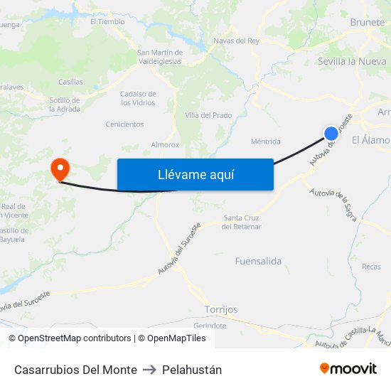 Casarrubios Del Monte to Pelahustán map