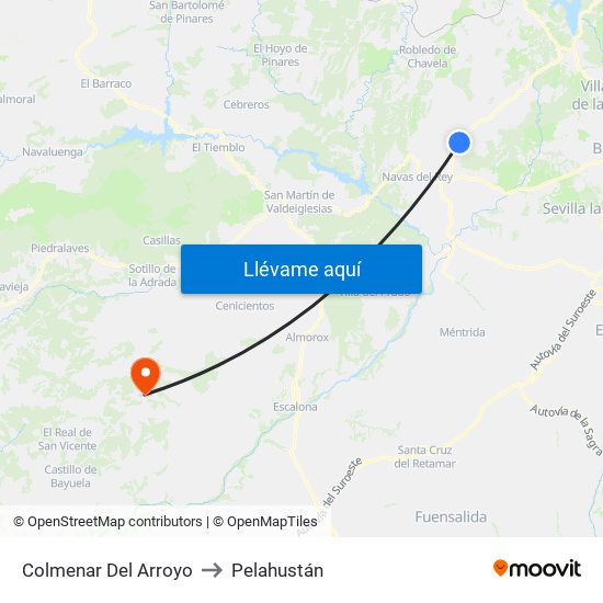 Colmenar Del Arroyo to Pelahustán map
