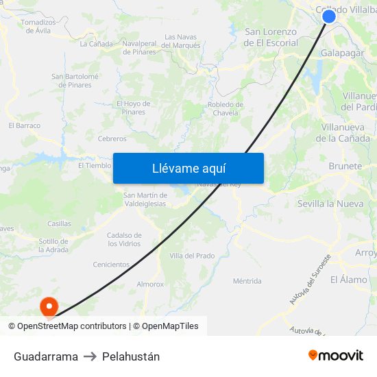 Guadarrama to Pelahustán map