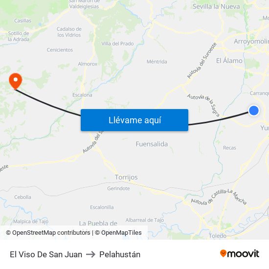 El Viso De San Juan to Pelahustán map