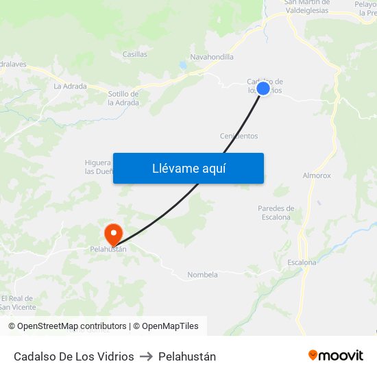 Cadalso De Los Vidrios to Pelahustán map
