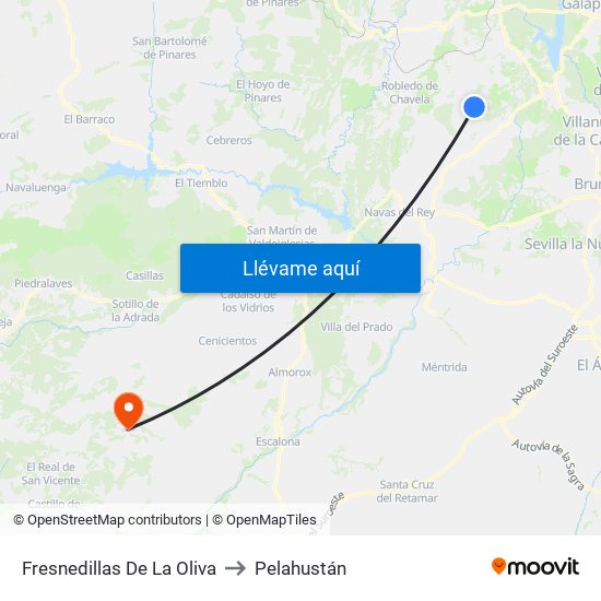 Fresnedillas De La Oliva to Pelahustán map