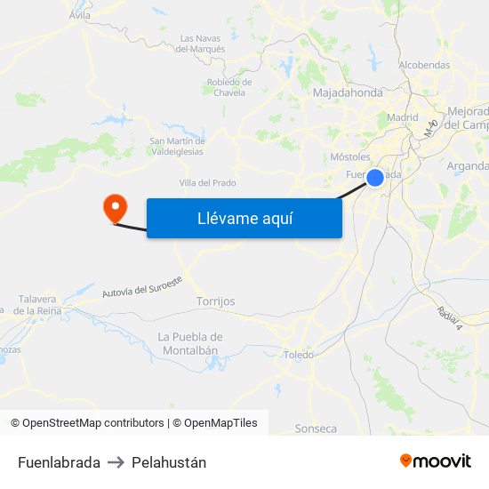 Fuenlabrada to Pelahustán map